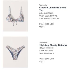 Abercrombie Women's Cinched Underwire Swim Top & Matching Bottom